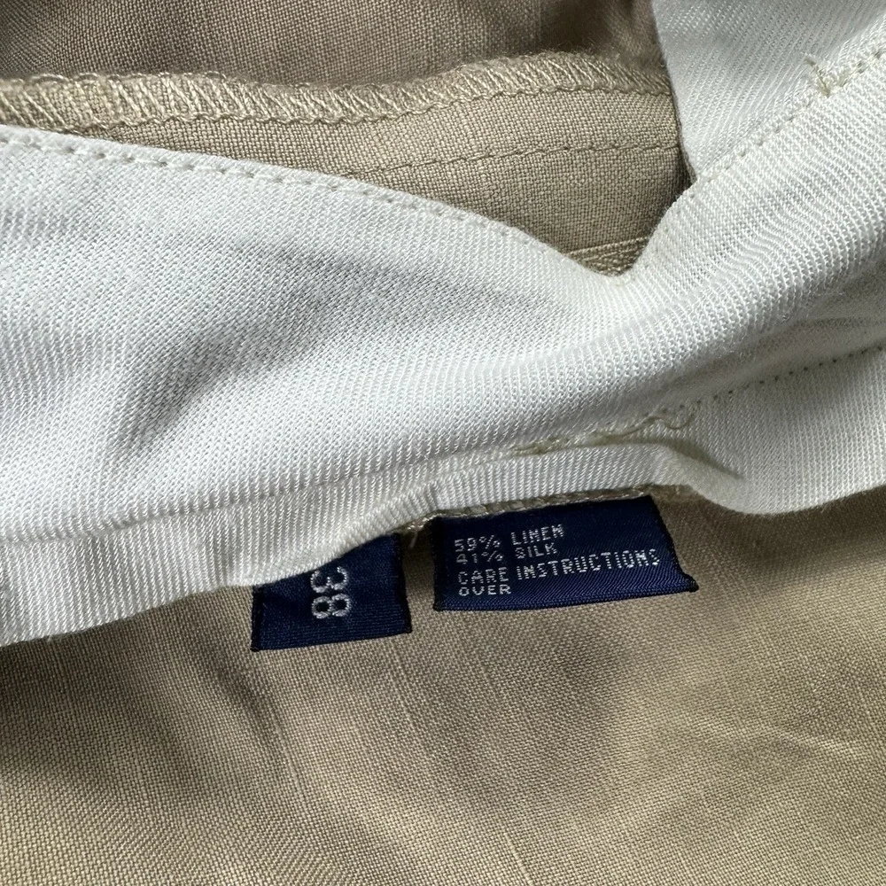 Polo Ralph Lauren Men Brown Linen Silk Vintage Chino Shorts Size 38 Pleated